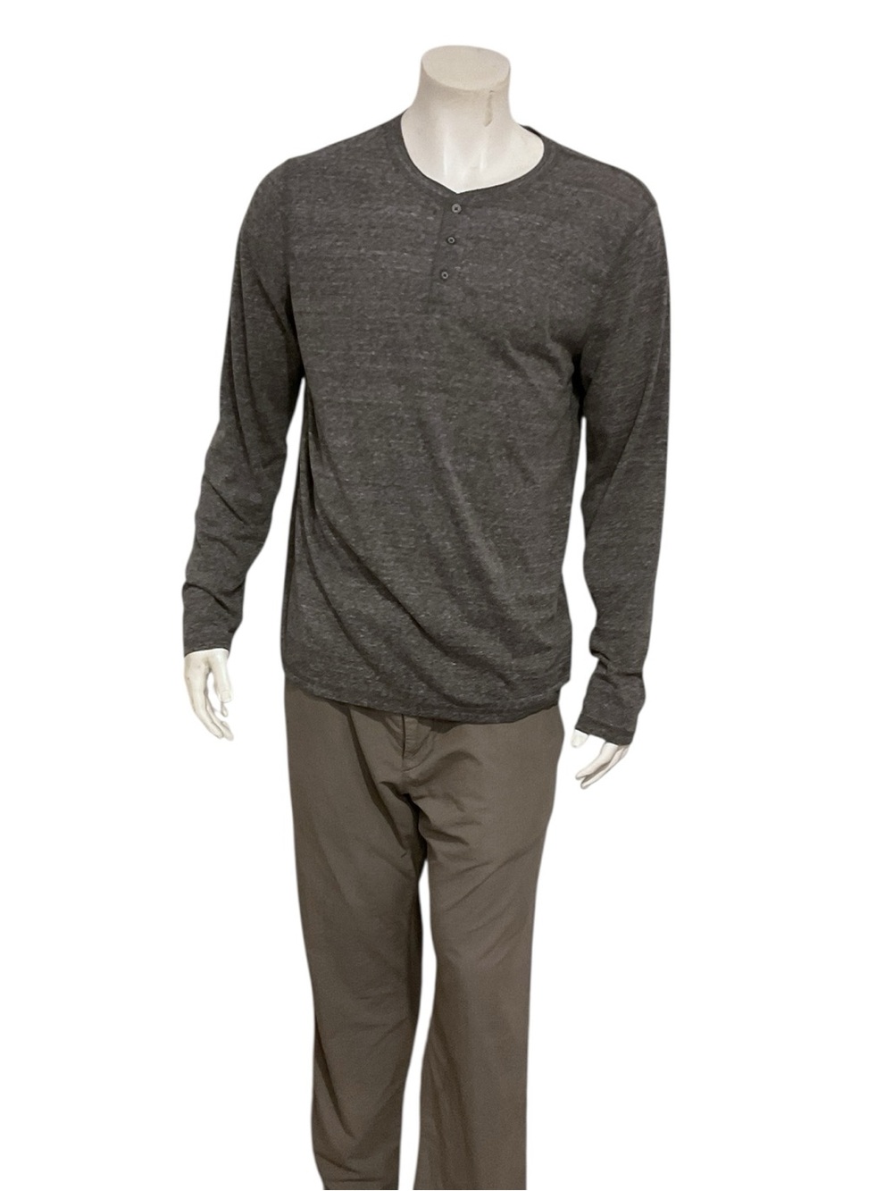 Adriano Goldschmied Men's Charcoal Henley Long-Sleeve Shirt